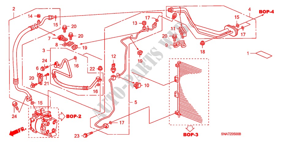 AIRCONDITIONER (SLANGEN/PIJPEN)(LH) voor Honda CIVIC 1.6 S 4 deuren 5-versnellings handgeschakelde versnellingsbak 2007