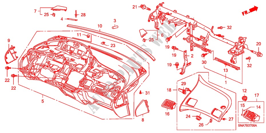 INSTRUMENTEN PANEEL(LH) voor Honda CIVIC VTI 4 deuren 5-versnellings handgeschakelde versnellingsbak 2007