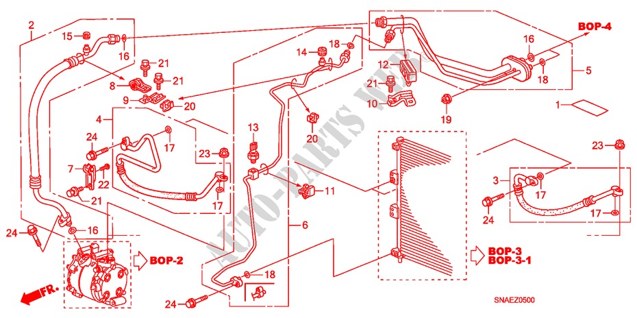 AIRCONDITIONER (SLANGEN/PIJPEN)(LH) voor Honda CIVIC 1.8 S 4 deuren 5-traps automatische versnellingsbak 2008