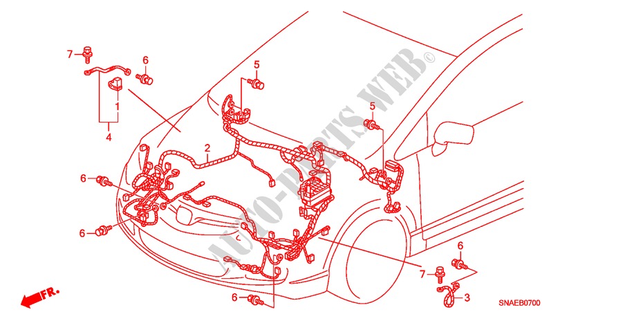 BEDRADINGSBUNDEL(LH) (1) voor Honda CIVIC VTI 4 deuren 5-traps automatische versnellingsbak 2009
