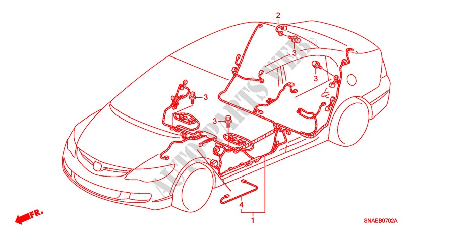 BEDRADINGSBUNDEL(LH) (3) voor Honda CIVIC 1.8 LS 4 deuren 5-traps automatische versnellingsbak 2008