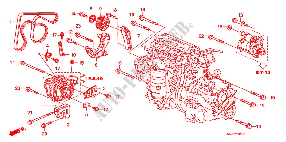 GENERATOR BEUGEL/ SPANNER voor Honda CIVIC 1.8 LS 4 deuren 5-traps automatische versnellingsbak 2008