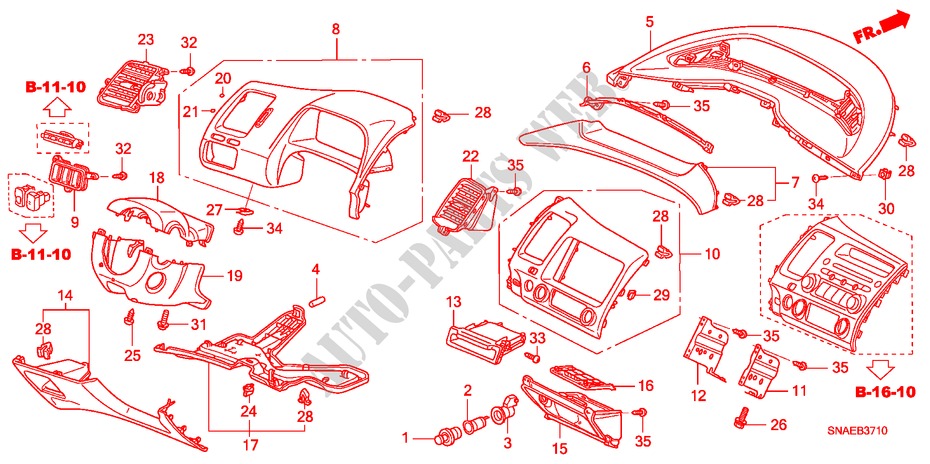 INSTRUMENTEN AFWERKING(BESTUURDERZIJKANT) (LH) voor Honda CIVIC 1.8 S 4 deuren 5-traps automatische versnellingsbak 2008