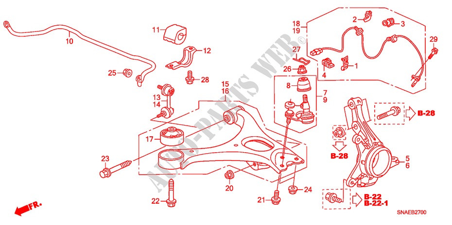 KNOKKEL voor Honda CIVIC 1.8 LS 4 deuren 5-traps automatische versnellingsbak 2008