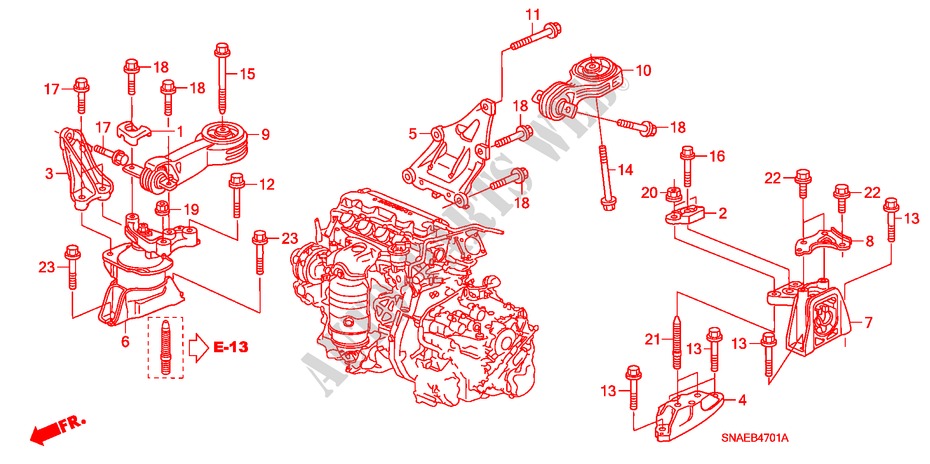 MOTOR BEVESTIGINGEN(AT) voor Honda CIVIC 1.8 LS 4 deuren 5-traps automatische versnellingsbak 2008
