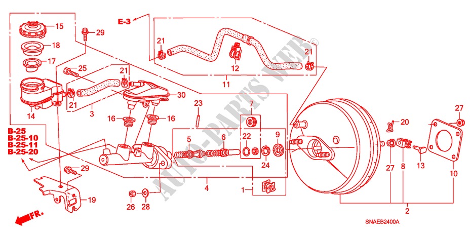 REM HOOFDCILINDER/ HOOFDSPANNING(LH) voor Honda CIVIC 1.8 S 4 deuren 5-traps automatische versnellingsbak 2008