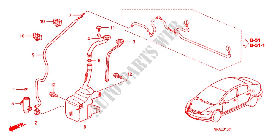 RUITESPROEIER(2) voor Honda CIVIC 1.8 ES 4 deuren 5-traps automatische versnellingsbak 2008