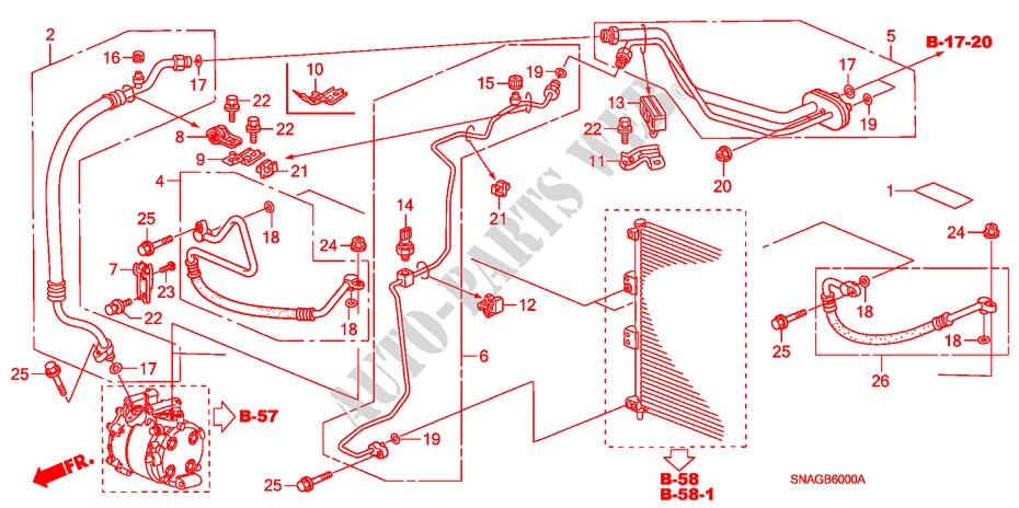 AIRCONDITIONER(SLANGEN/PIJPEN)(LH) voor Honda CIVIC 1.8 LSSP 4 deuren 5-traps automatische versnellingsbak 2011