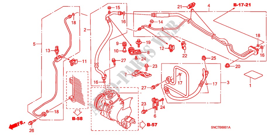 AIRCONDITIONER(SLANGEN/PIJPEN)(RH) voor Honda CIVIC HYBRID MX 4 deuren CVT versnellingsbak 2007