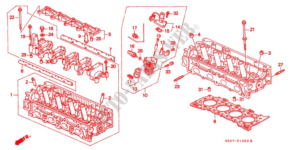 CILINDERKOP(SOHC) voor Honda CIVIC CRX ESI 2 deuren 4-traps automatische versnellingsbak 1993