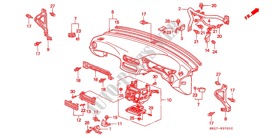 INSTRUMENTEN PANEEL(RH) voor Honda CIVIC CRX ESI 2 deuren 4-traps automatische versnellingsbak 1993