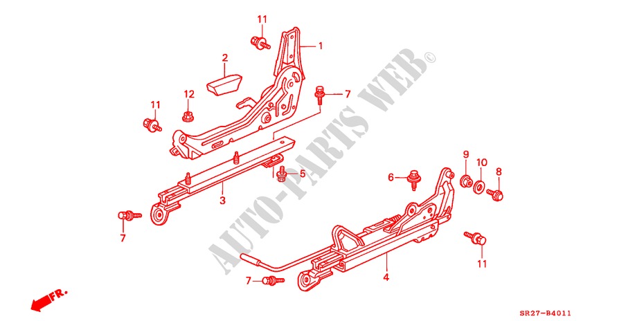 ZITTING KOMPONENTEN(R.) voor Honda CIVIC CRX ESI 2 deuren 4-traps automatische versnellingsbak 1994