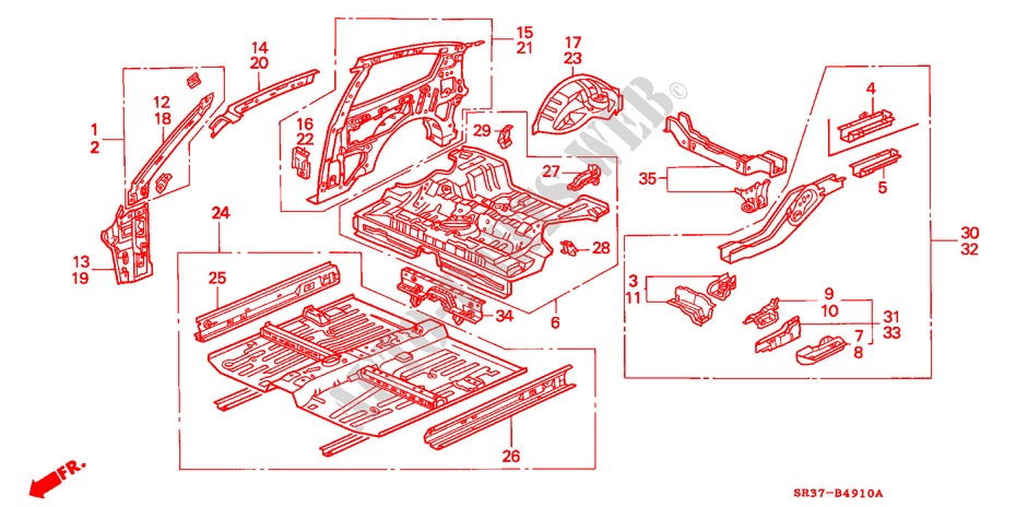 CHASSIS STRUKTUUR(BINNEN PANEEL) voor Honda CIVIC VTI 3 deuren 5-versnellings handgeschakelde versnellingsbak 1993
