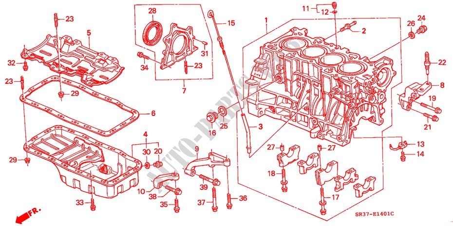 CILINDERBLOK/OLIEPAN (DOHC VTEC) voor Honda CIVIC VTI 3 deuren 5-versnellings handgeschakelde versnellingsbak 1993