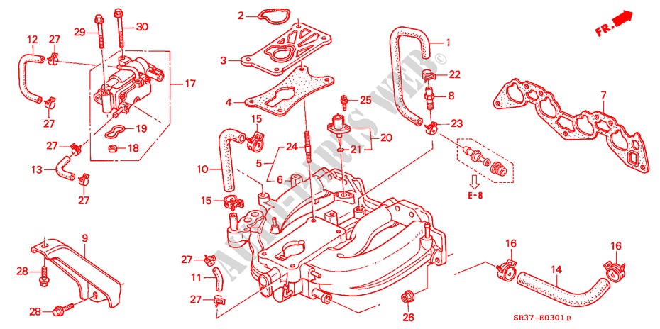 INLAAT SPRUITSTUK(PGM FI) (SOHC) voor Honda CIVIC DXI 3 deuren 4-traps automatische versnellingsbak 1992