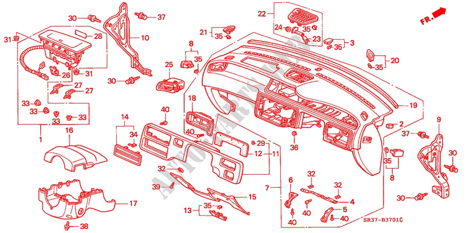 INSTRUMENTEN PANEEL(RH) voor Honda CIVIC LSI 3 deuren 4-traps automatische versnellingsbak 1993