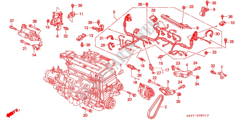 MOTOR BEDRADINGSBUNDEL/KLEM(DOHC VTEC) voor Honda CIVIC VTI 3 deuren 5-versnellings handgeschakelde versnellingsbak 1993