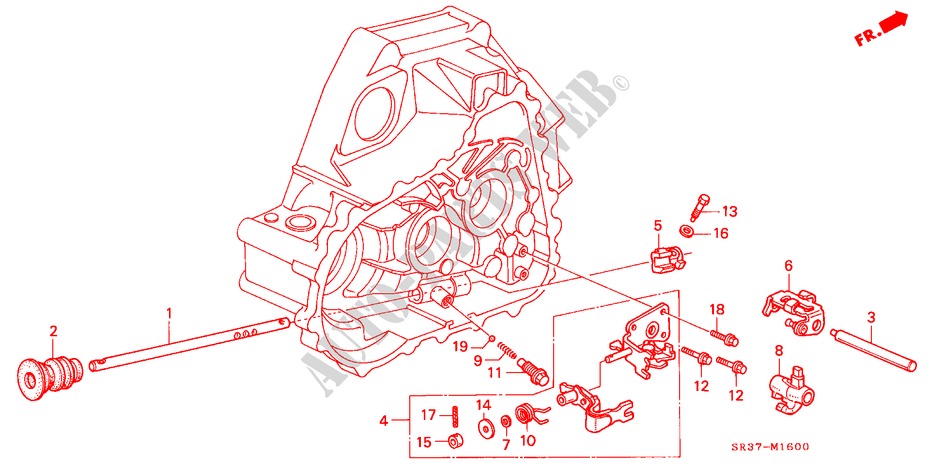OVERSCHAKELSTANG/OVERSCHAKELHOUDER (DOHC VTEC) voor Honda CIVIC VTI 3 deuren 5-versnellings handgeschakelde versnellingsbak 1995