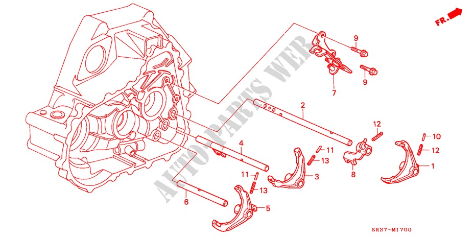OVERSCHAKELVORK(DOHC VTEC) ( 1051162) voor Honda CIVIC VTI 3 deuren 5-versnellings handgeschakelde versnellingsbak 1993