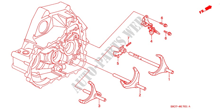 OVERSCHAKELVORK(DOHC VTEC) (1051163 ) voor Honda CIVIC VTI 3 deuren 5-versnellings handgeschakelde versnellingsbak 1995