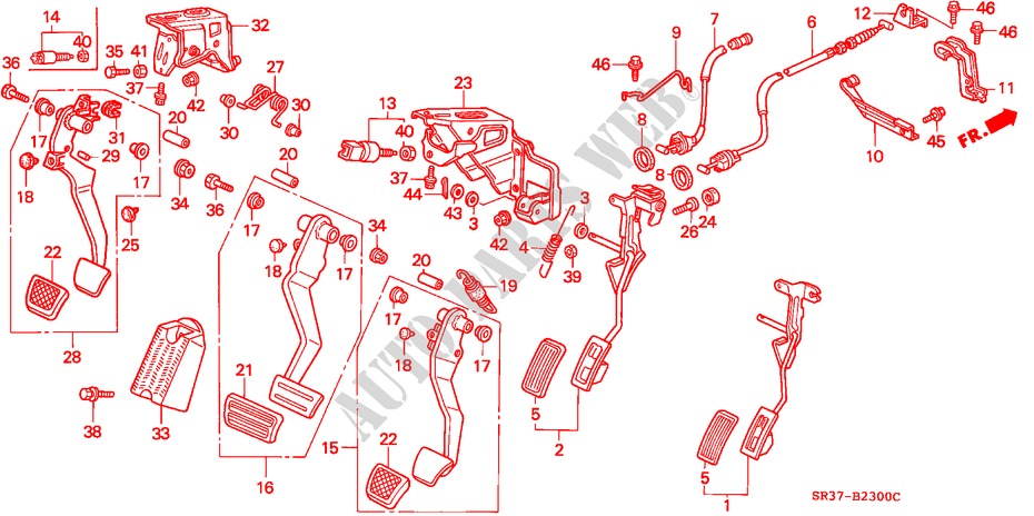 PEDAAL(LH) voor Honda CIVIC VTI 3 deuren 5-versnellings handgeschakelde versnellingsbak 1993