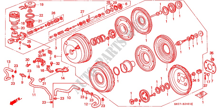 REM HOOFDCILINDER/ HOOFDSPANNING(2) voor Honda CIVIC VTI 3 deuren 5-versnellings handgeschakelde versnellingsbak 1993