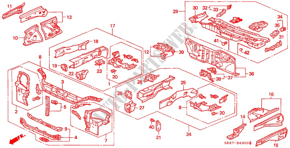 CHASSIS STRUKTUUR(VOOR SCHOT) voor Honda CIVIC COUPE BASIC 2 deuren 4-traps automatische versnellingsbak 1994