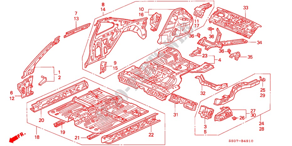 CHASSIS STRUKTUUR(2) voor Honda PRELUDE 2.0I 2 deuren 5-versnellings handgeschakelde versnellingsbak 1993