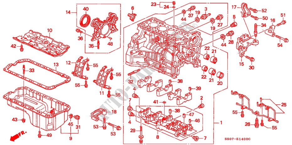 CILINDERBLOK/OLIEPAN voor Honda PRELUDE DOHC VTEC 2 deuren 5-versnellings handgeschakelde versnellingsbak 1993