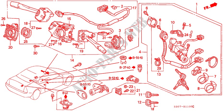 COMBINATIESCHAKELAAR(1) voor Honda PRELUDE 2.0I 2 deuren 5-versnellings handgeschakelde versnellingsbak 1993
