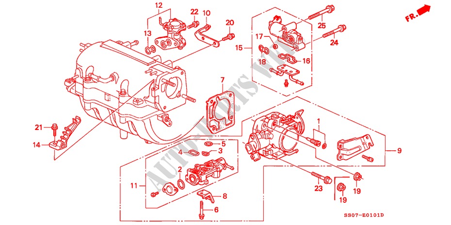 GAS HUIS(2) voor Honda PRELUDE DOHC VTEC 2 deuren 5-versnellings handgeschakelde versnellingsbak 1993