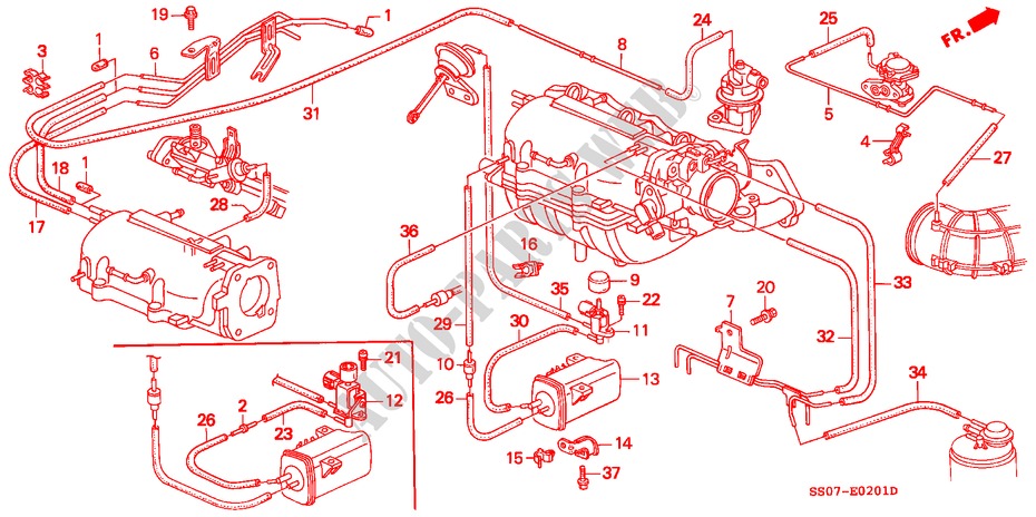 INSTALLATIEPIJP/SLANGEN(2) voor Honda PRELUDE DOHC VTEC 2 deuren 5-versnellings handgeschakelde versnellingsbak 1993