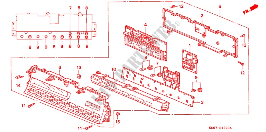 METER SUB DISPLAY(1) voor Honda PRELUDE DOHC VTEC 2 deuren 5-versnellings handgeschakelde versnellingsbak 1993