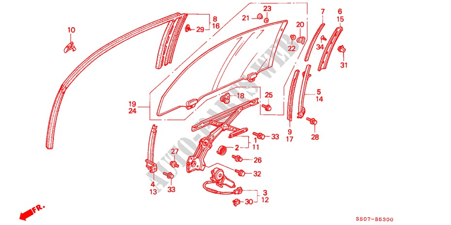 PORTIER RAMEN voor Honda PRELUDE 2.0I 2 deuren 5-versnellings handgeschakelde versnellingsbak 1993