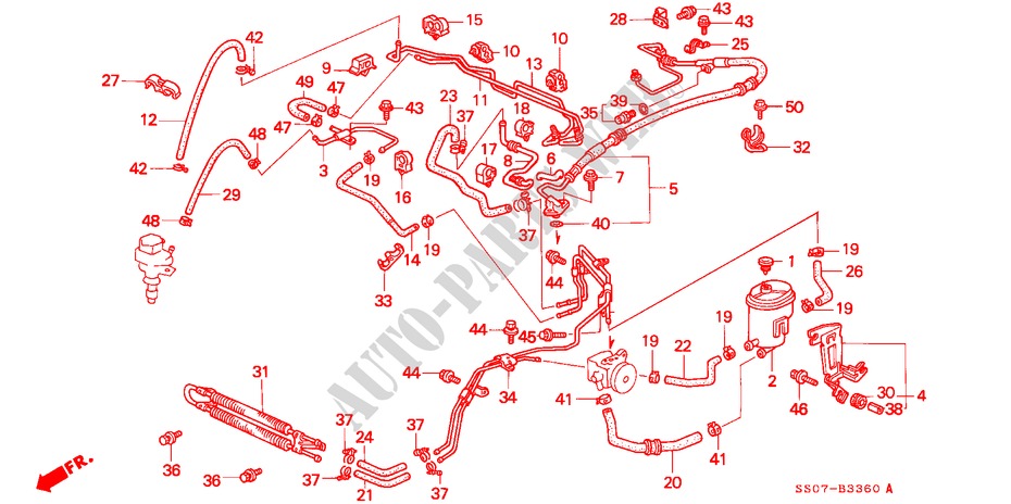 P.S. LEIDING(1) voor Honda PRELUDE DOHC VTEC 2 deuren 5-versnellings handgeschakelde versnellingsbak 1993