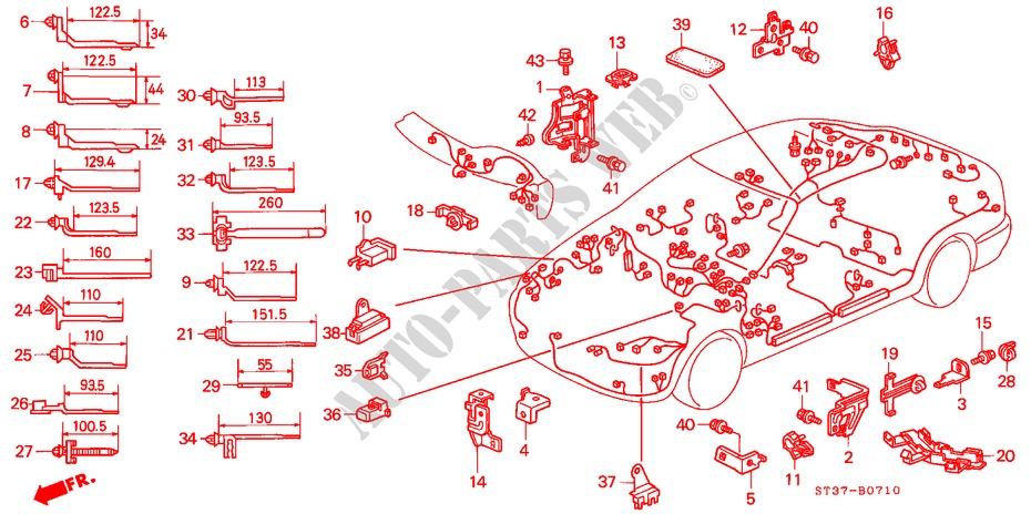 BUNDEL BAND/HOUDER(LH) voor Honda CIVIC 1.6IES 5 deuren 4-traps automatische versnellingsbak 1997