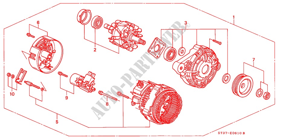GENERATOR(BOSCH) voor Honda CIVIC 1.6IES 5 deuren 4-traps automatische versnellingsbak 1997