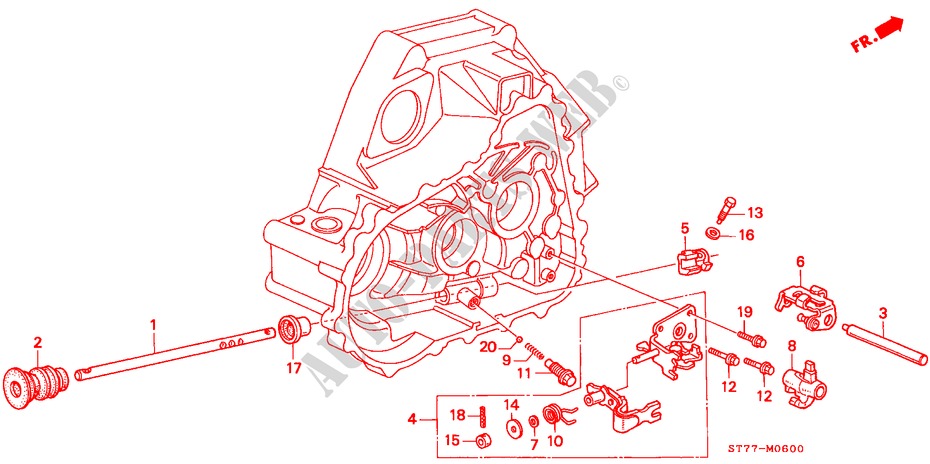 OVERSCHAKELSTANG/OVERSCHAKELHOUDER voor Honda INTEGRA TYPE R 3 deuren 5-versnellings handgeschakelde versnellingsbak 1998