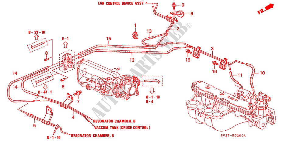 INSTALLATIEPIJP/SLANGEN (KE,KG) voor Honda ACCORD COUPE 2.0IES 2 deuren 4-traps automatische versnellingsbak 1997