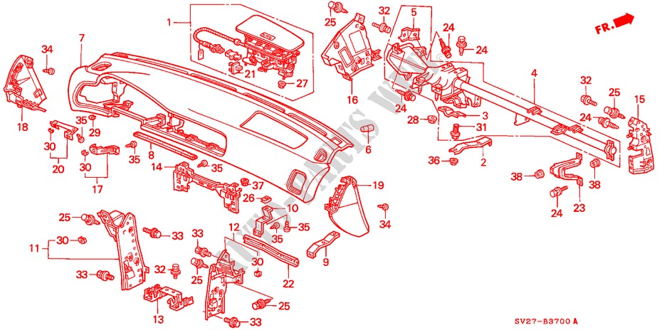 INSTRUMENTEN PANEEL(LH) voor Honda ACCORD COUPE 2.0IES 2 deuren 4-traps automatische versnellingsbak 1997