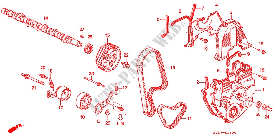 NOKKENAS/ONTSTEKINGSRIEM voor Honda ACCORD COUPE 2.0IES 2 deuren 4-traps automatische versnellingsbak 1996