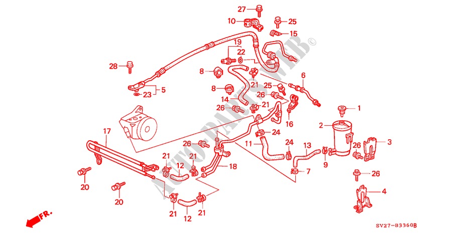 P.S. LEIDING(LH) voor Honda ACCORD COUPE 2.0I 2 deuren 4-traps automatische versnellingsbak 1997