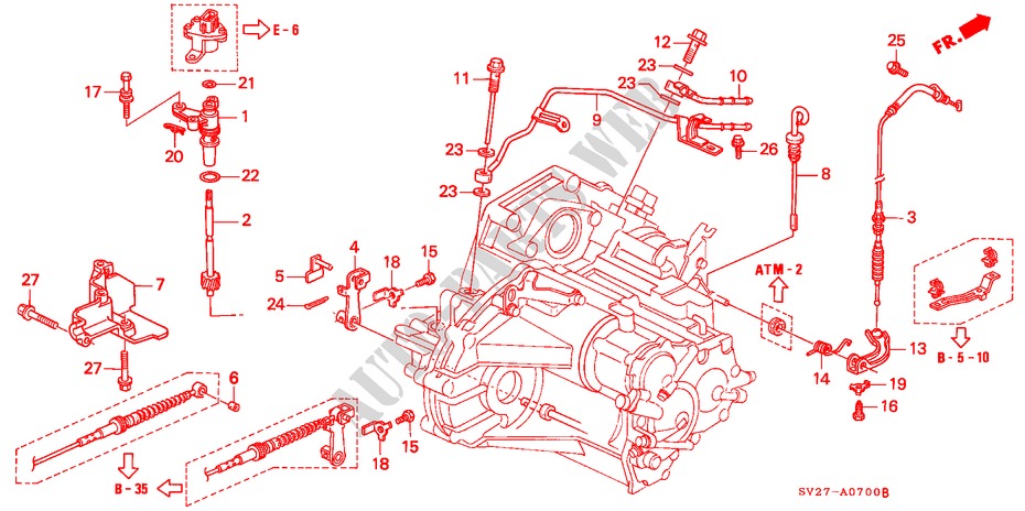 REGELHENDEL voor Honda ACCORD COUPE 2.0IES 2 deuren 4-traps automatische versnellingsbak 1997