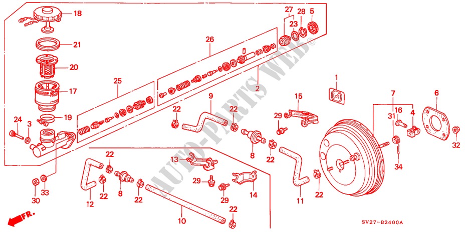 REM HOOFDCILINDER/ HOOFDSPANNING(KE,KG) voor Honda ACCORD COUPE 2.0IES 2 deuren 4-traps automatische versnellingsbak 1997