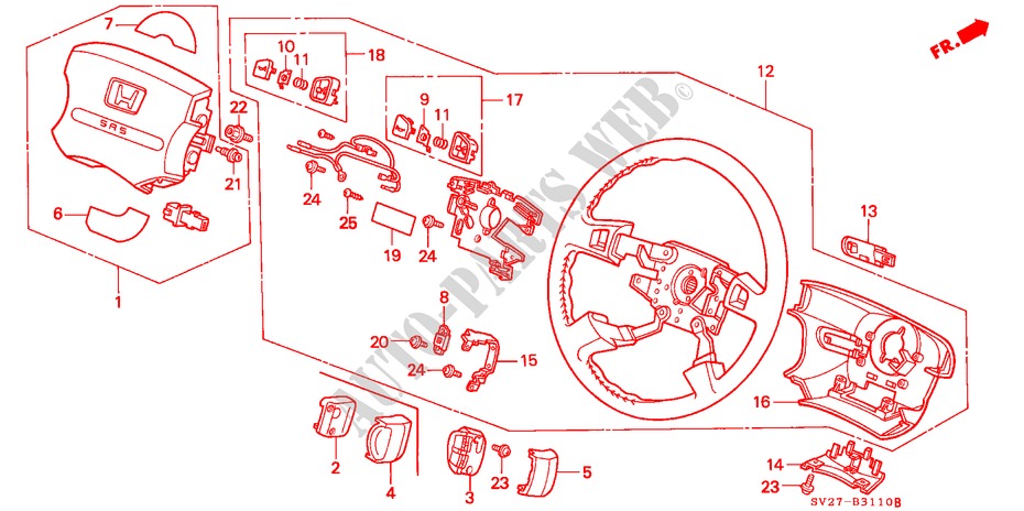 STUURWIEL(SRS) voor Honda ACCORD COUPE 2.0IES 2 deuren 4-traps automatische versnellingsbak 1997