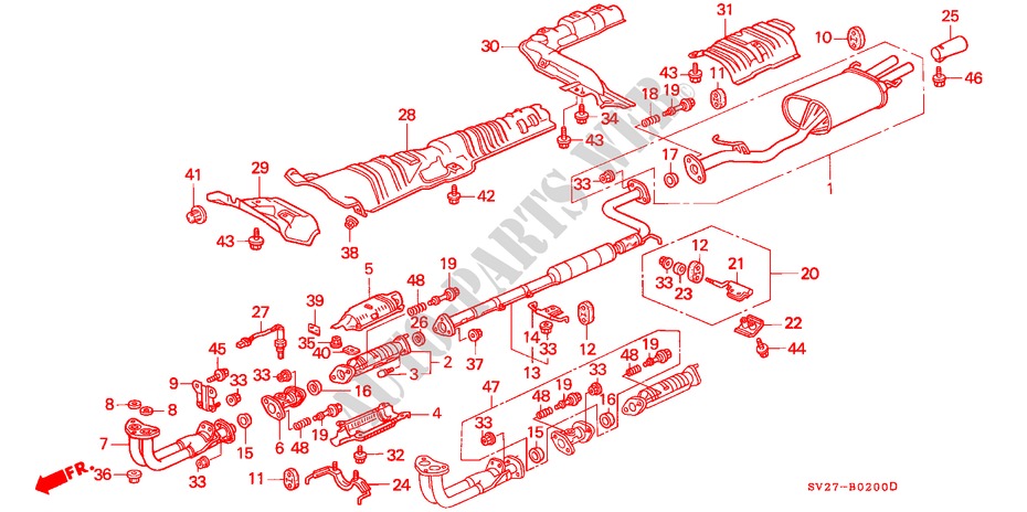 UITLAATPIJP(KE,KG) voor Honda ACCORD COUPE 2.2IES 2 deuren 5-versnellings handgeschakelde versnellingsbak 1996