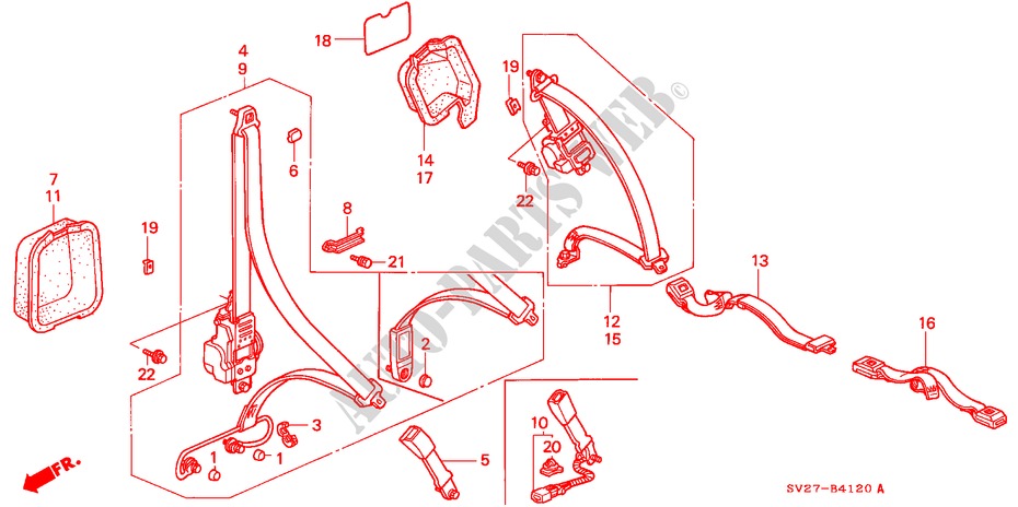 VEILIGHEIDSGORDEL voor Honda ACCORD COUPE 2.0IES 2 deuren 4-traps automatische versnellingsbak 1997