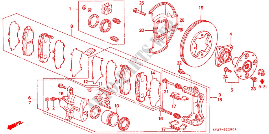 VOOR REM(KE,KG) voor Honda ACCORD COUPE 2.0IES 2 deuren 4-traps automatische versnellingsbak 1997