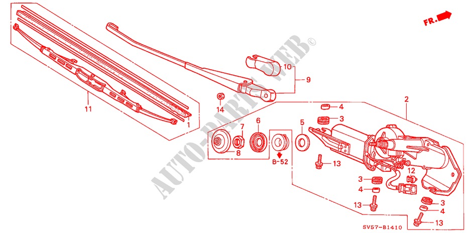 ACHTER WISSER voor Honda ACCORD AERODECK 2.0ILS 5 deuren 4-traps automatische versnellingsbak 1994