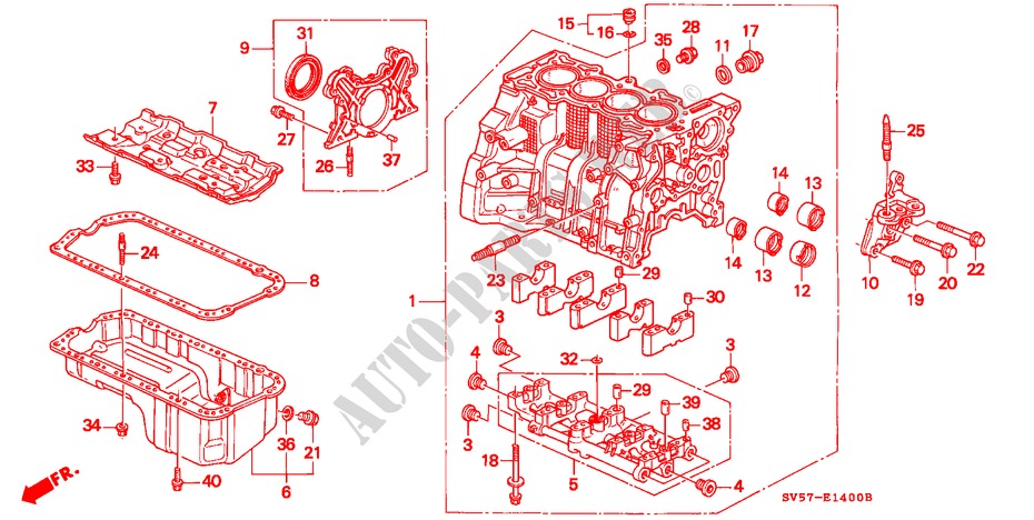 CILINDERBLOK/OLIEPAN voor Honda ACCORD AERODECK 2.0IES 5 deuren 4-traps automatische versnellingsbak 1994